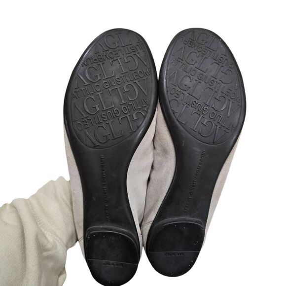 AGL Attilio Giusti Leombruni Ballets Flats Women's 8.5 Silver Snake Skin Cap Toe - Picture 9 of 9